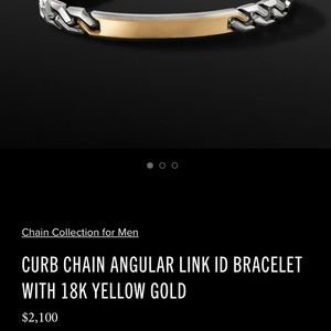 David Yurman Curb Chain Angular Link ID Bracelet with 18K yellow gold